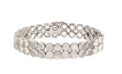 Lot 585 - 2 Rows Silver Eternity Bracelet set with Moonstone