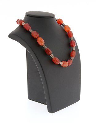 Lot 599 - Carnelian Necklace with Silver Lock