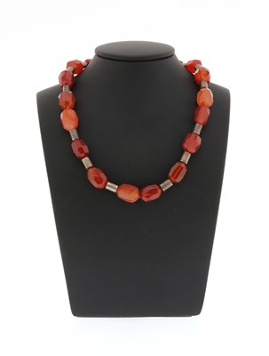 Lot 599 - Carnelian Necklace with Silver Lock