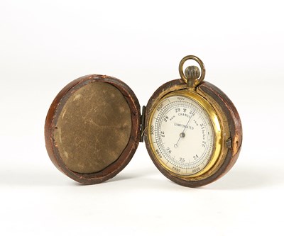 Lot 39 - An English Pocket Barometer with Leather Case. Ca. 1920