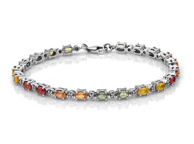 Lot 637 - Silver Eternity Bracelet set with Tourmaline