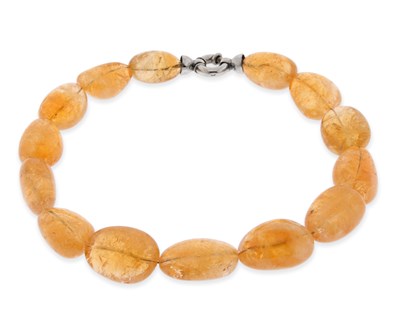Lot 644 - Large Citrine Necklace with Silver Lock