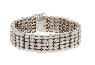 Lot 56 - 5 Rows Silver Eternity Bracelet set with Opal