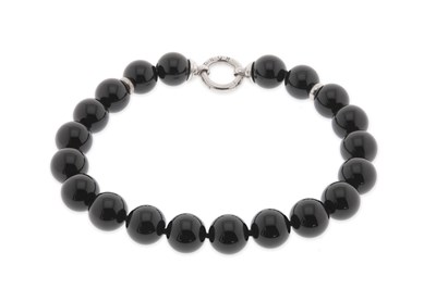 Lot 80 - Onyx Necklace with Silver Lock