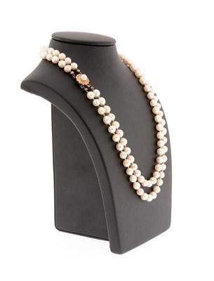 Lot 167 - 2-Strand Cultured Pearl Necklace with Gold Lock