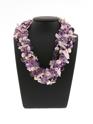 Lot 180 - Large Baroque Pearl and Amethyst Necklace