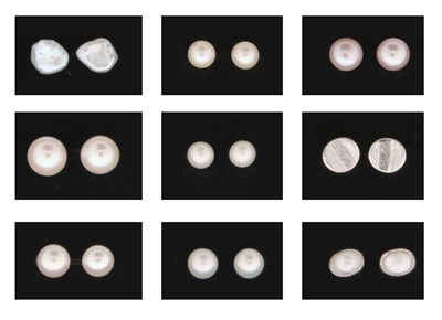 Lot 213 - Nine pairs of Silver Ear Studs all set with Pearls