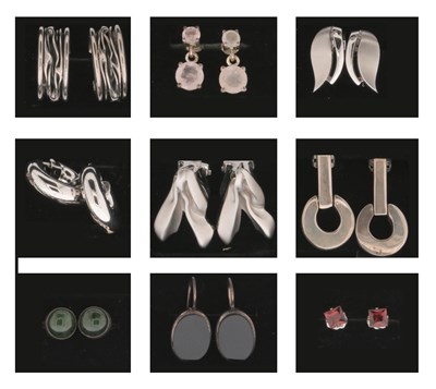 Lot 217 - Nine Pairs of Silver Ear Studs some with Minerals and Gem Stones