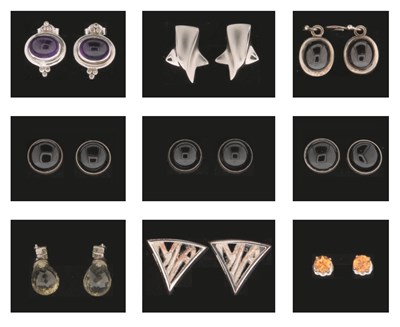 Lot 643 - Nine Pairs of Silver Ear Studs with Minerals and Gem Stones