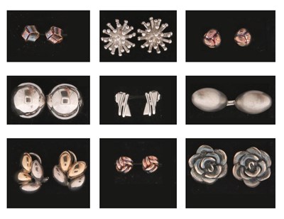 Lot 726 - Nine Pairs of Silver Ear Studs