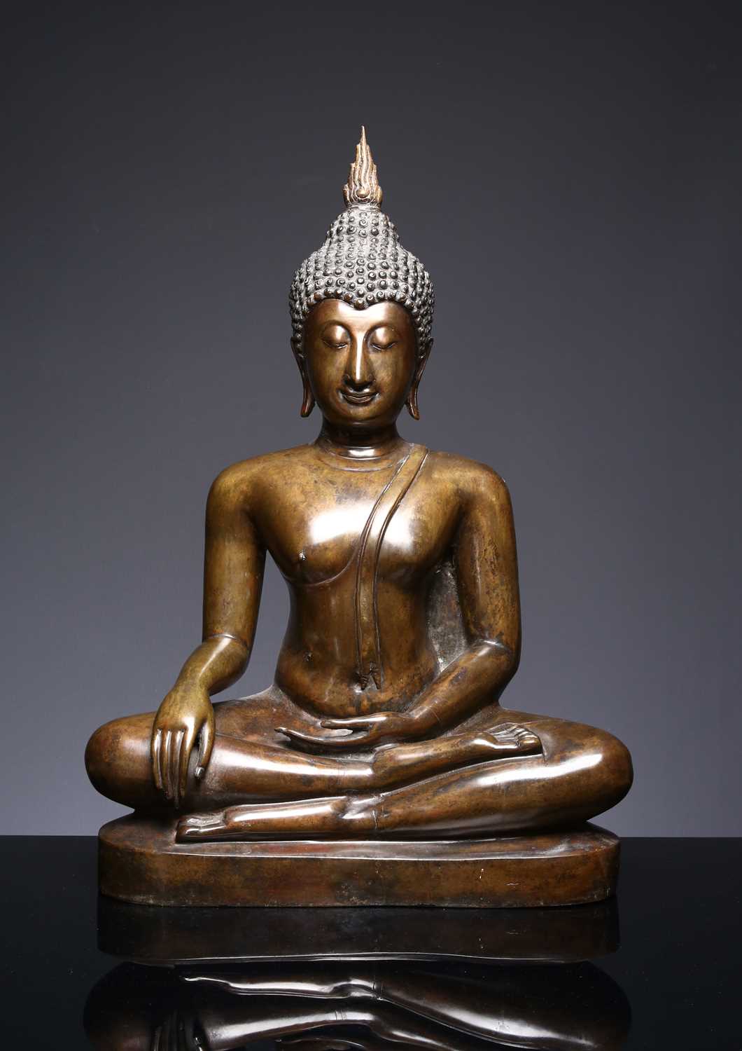 Lot 13 - A Large Thai Bronze Figure of Buddha Shakyamuni