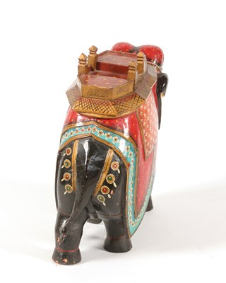 Lot 129 - Indian Lacquered Wood Carving of an Elephant