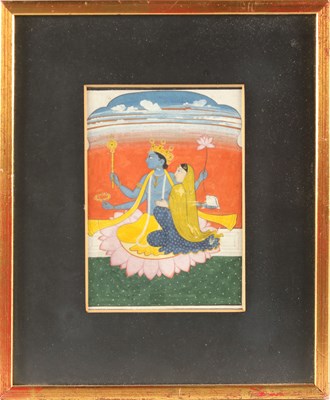 Lot 65 - Indian Miniature Painting of Vishnu and Lakshmi