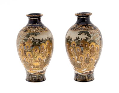 Lot 172 - A Pair of Japanese Satsuma Vases