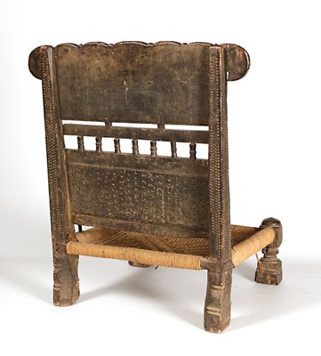 Lot 18 - Carved Wooden Low Chair, Swat Valley