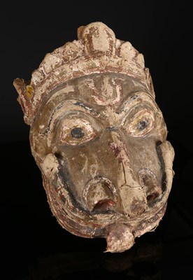 Lot 41 - Indian Polychrome Painted Wood Mask, 19th Century