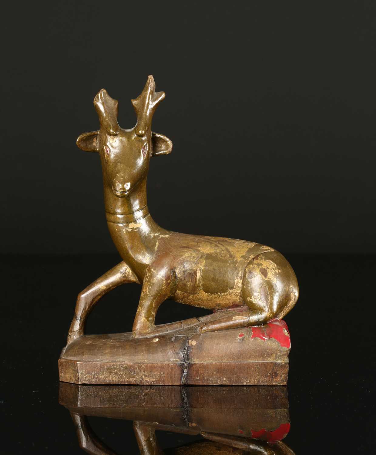 Lot 38 - Tibetan Lacquered Wood Carving of a Deer