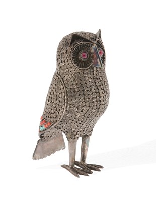 Lot 62 - A Silver Sculpture of an Owl