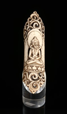Lot 113 - Finely Carved Tibetan Necromancer’s Bone Plaque