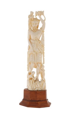 Lot 100 - Carved Figure of a Man with Monkeys