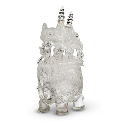Lot 110 - Indian Rock Crystal Carving of an Elephant with Howdah