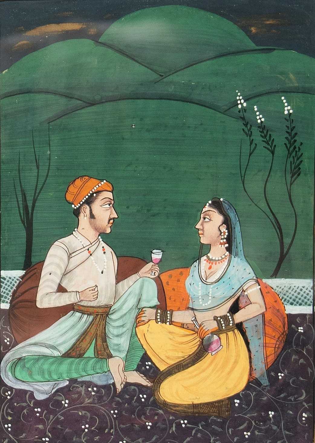 Lot 63 - Indian Miniature Painting of a Prince and Princess