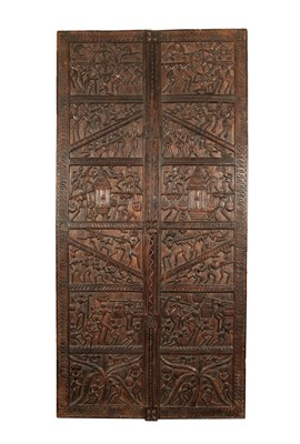 Lot 30 - A Tribal Carved Hardwood Door