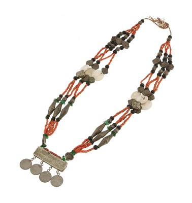 Lot 258 - Yemeni Red Coral and Silver Necklace