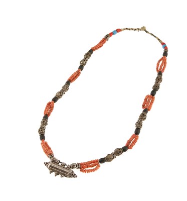 Lot 244 - Yemeni Coral and Silver Necklace