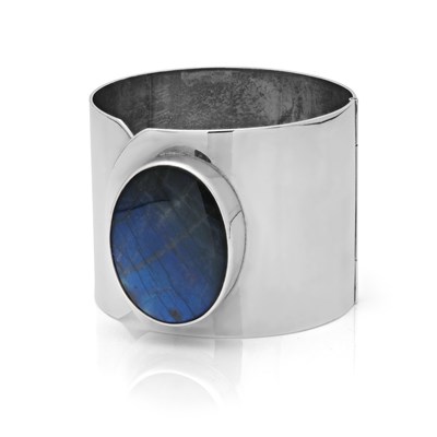 Lot 618 - Sterling Silver and Labradorite Cuff Bracelet