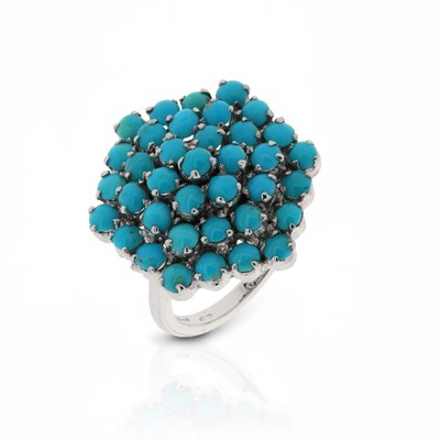 Lot 620 - Turquoise Bead and Sterling Silver Ring