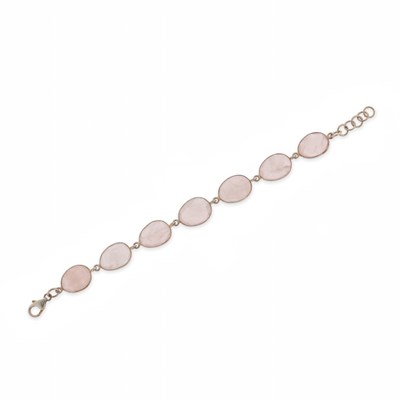 Lot 552 - A Rose Quartz and Silver Bracelet