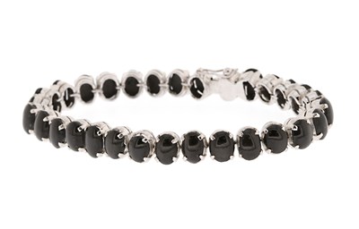 Lot 571 - A Silver and Onyx Bracelet