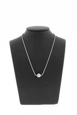 Lot 474 - Single Pearl and Sterling Silver Necklace