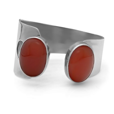 Lot 624 - Sterling Silver and Carnelian Cuff Bracelet