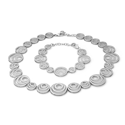 Lot 589 - Sterling Silver Choku Rei Multi Circle Necklace, and Bracelet