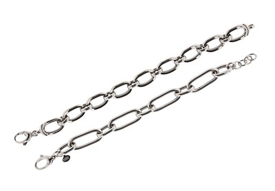 Lot 584 - Two Sterling Silver Chain-link Bracelets