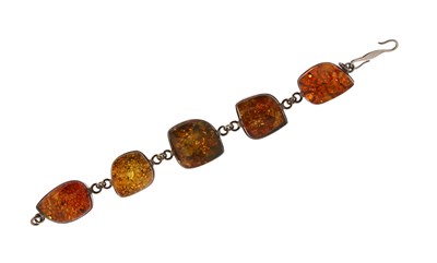 Lot 582 - Sterling Silver and Amber Bracelet