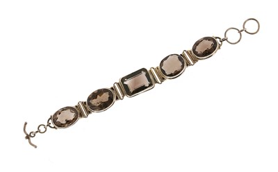 Lot 556 - Sterling Silver Bracelet set with Smoky Quartz