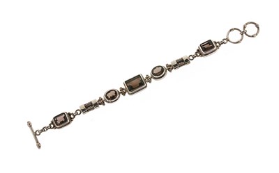 Lot 555 - Sterling Silver Bracelet set with Smoky Quartz