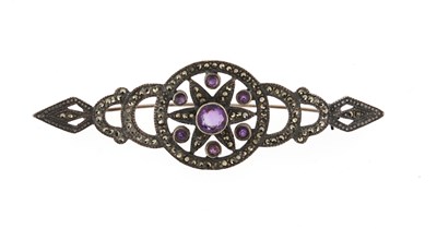 Lot 536 - Sterling Silver Brooch set with Marcasite and Amethyst