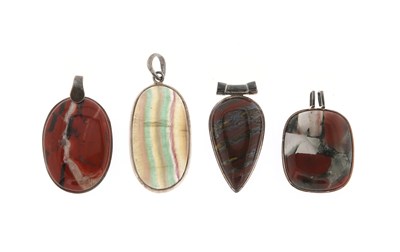 Lot 635 - Four Sterling Silver Pendants set with Jasper