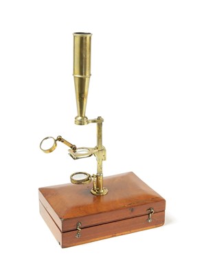 Lot 50 - Small "William Cary type" Brass Compound Monocular Microscope, Ca 1820.