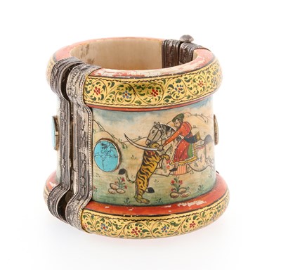 Lot 111 - Two Painted Rajput Bracelets, with Silver Mounts