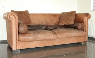 Lot 60 - A Contemporary Italian Brown Leather Sofa