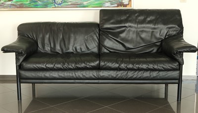 Lot 23 - Italian Design Black Leather Sofa