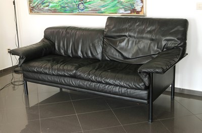 Lot 23 - Italian Design Black Leather Sofa