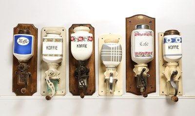 Lot 10 - Seven Wall Mounted Coffee Grinders