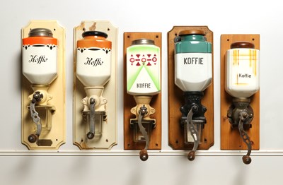 Lot 15 - Five Wall Mounted Coffee Grinders