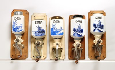 Lot 19 - Five Wall Mounted Coffee Grinders